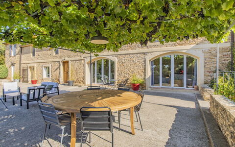 Le Mas des Buis: Plant, Table, Furniture, Window, Building, Tree, Outdoor Table, Chair, Outdoor Furniture, Road Surface