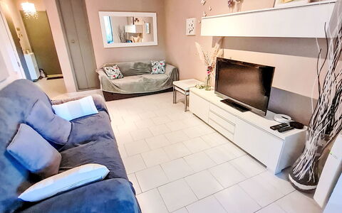 Mimosa: Mobilia, Interior Design, Pavimentazione, Divano, Pavimento, Camera, Soggiorno, Televisione, Dispositivo Elettronico, Appartamento