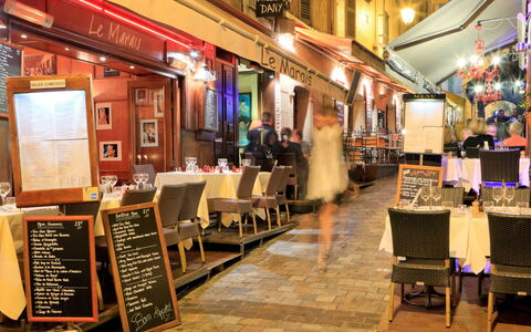 Le San Francisco: Furniture, Restaurant, Chair, Food, Awning