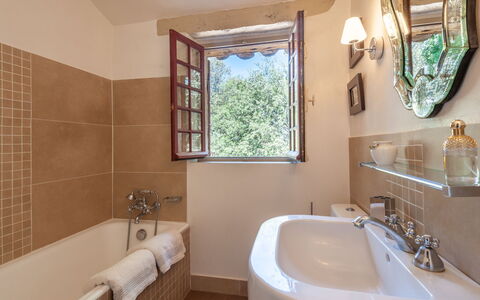 La Réalière: Baignoire, Luminaire Plomberie, Robinet, Propriété, Photographier, Vert, Blanc, Salle De Bains, Évier, Bleu Azur